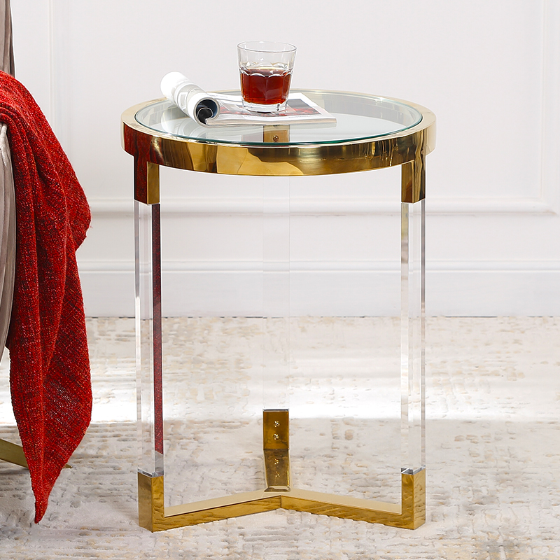 Cepillo de mesa lateral de lujo Mesa de consola de latón Nordic Contemporary Corner Coffee Table
