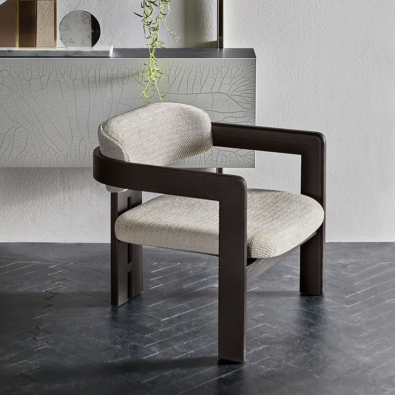 Diseño moderno relajante salón sillas de madera marco tela de un solo acento sofá silla sala de estar muebles