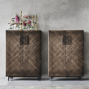 Buffet de gabinete de acero inoxidable de acero inoxidable de acero inoxidable de almacenamiento de metal retro de oro retro de lujo moderno italiano